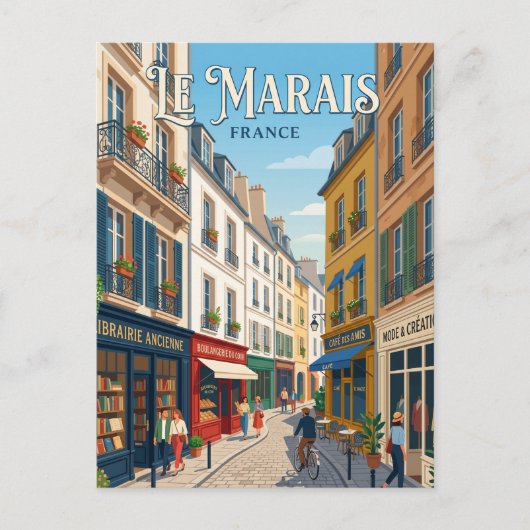 Le Marais Frankrijk Briefkaart (Voorkant)