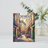 Le Marais Frankrijk Briefkaart (Staand voorkant)