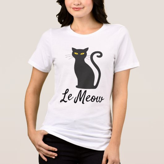 LE MEOW BLACK CAT T-shirt (Voorkant)