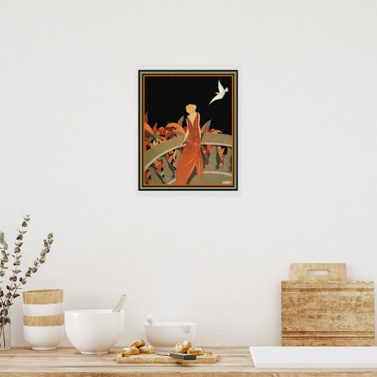 "Le Messager" van Halouze Ca 1925 16 x 20 Poster (Keuken)