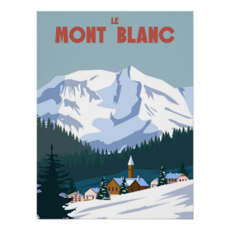 Le Mont Blanc Skigebied poster retro