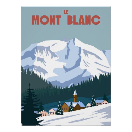 Le Mont Blanc Skigebied poster retro (Voorkant)