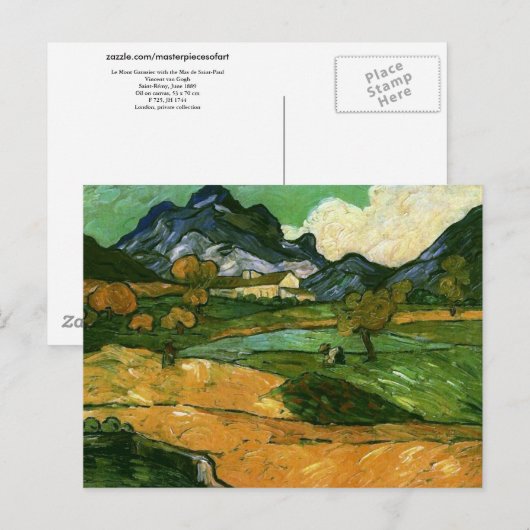Le Mont Gaussier, Vincent van Gogh Fine Art Briefkaart (Voorkant / Achterkant)