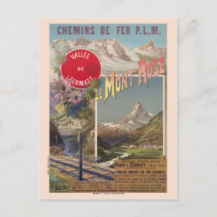 Le Mont Roos Zwitserland Vintage Poster 1891 Briefkaart