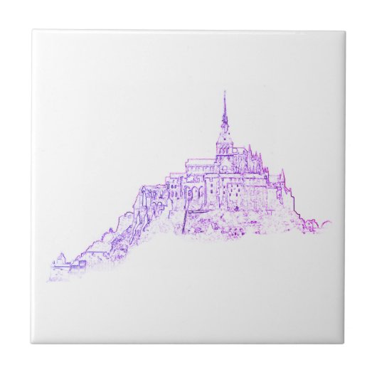 Le Mont Saint Michel France Architecture Sketch Tegeltje (Voorkant)