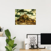 Le Mont Saint Michel, Frankrijk. Poster (Thuiskantoor)