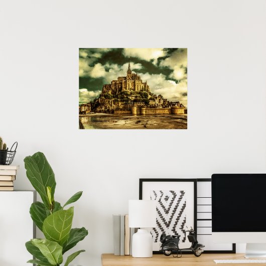 Le Mont Saint Michel, Frankrijk. Poster (Thuiskantoor)