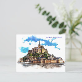 Le Mont Saint Michel in Normandy, Frankrijk. Briefkaart