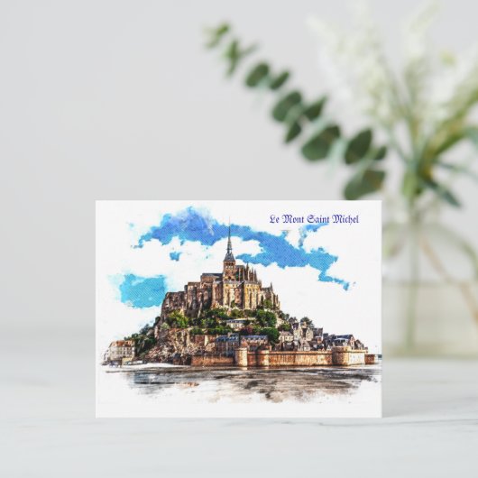 Le Mont Saint Michel in Normandy, Frankrijk. Briefkaart (Staand voorkant)