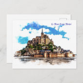 Le Mont Saint Michel in Normandy, Frankrijk. Briefkaart (Voorkant / Achterkant)