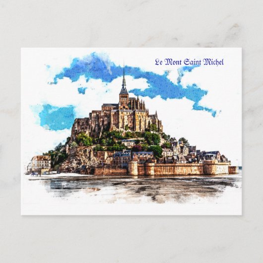 Le Mont Saint Michel in Normandy, Frankrijk. Briefkaart (Voorkant)