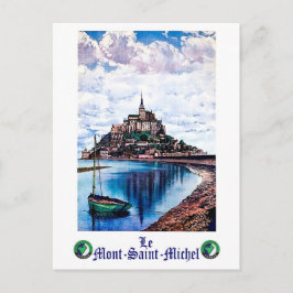 Le Mont-Saint-Michel, Normandië, Frankrijk, vintag Briefkaart