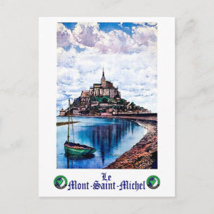 Le Mont-Saint-Michel, Normandië, Frankrijk, vintag Briefkaart