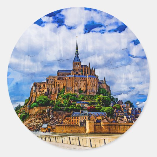 Le Mont Saint Michel Ronde Sticker (Voorkant)
