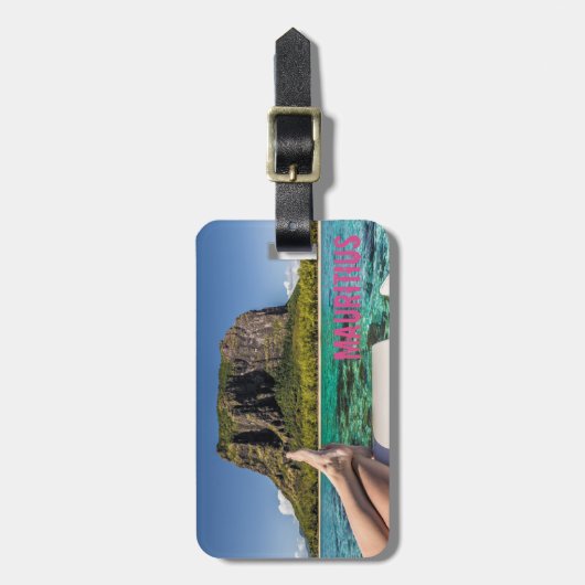 Le Morne Brabant Mauritius uitzicht van boot op ze Bagagelabel (Voorkant verticaal)