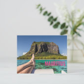 Le Morne Brabant Mauritius uitzicht van boot op ze Feestdagenkaart (Staand voorkant)