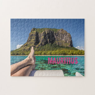 Le Morne Brabant Mauritius uitzicht van boot op ze Legpuzzel