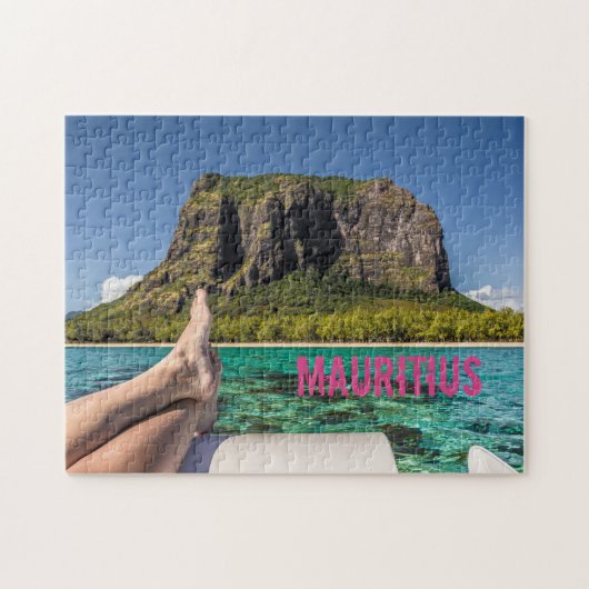 Le Morne Brabant Mauritius uitzicht van boot op ze Legpuzzel (Horizontaal)