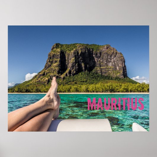 Le Morne Brabant Mauritius uitzicht van boot op ze Poster (Voorkant)