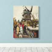 Le Moulin de Blute-Fin - Van Gogh - c1886 Canvas Afdruk (Insitu (Houten vloer))