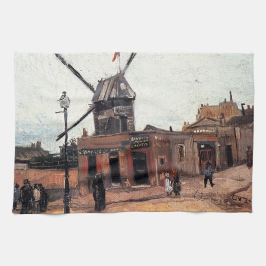 Le Moulin de la Galette door Vincent van Gogh Theedoek (Horizontaal)
