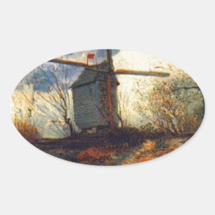Le Moulin de la Galette Van Gogh Ovale Sticker