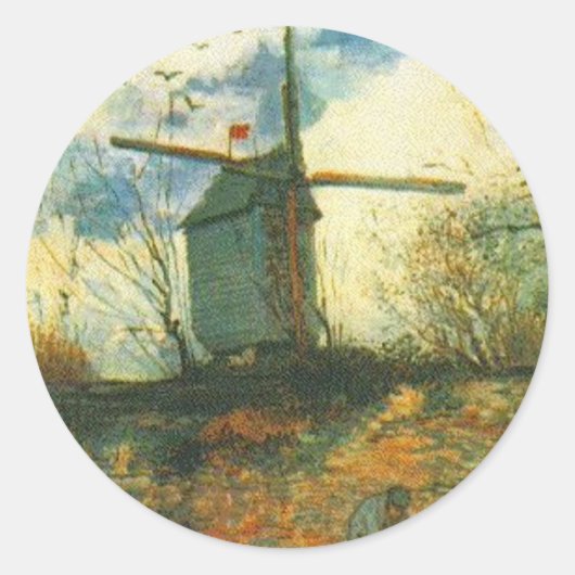 Le Moulin de la Galette Van Gogh Ronde Sticker (Voorkant)