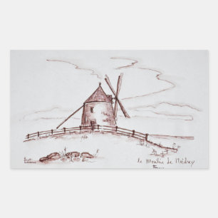 Le Moulin de Moidrey Windmill   Pontorson Rechthoekige Sticker