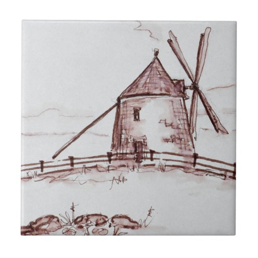 Le Moulin de Moidrey Windmill | Pontorson Tegeltje (Voorkant)