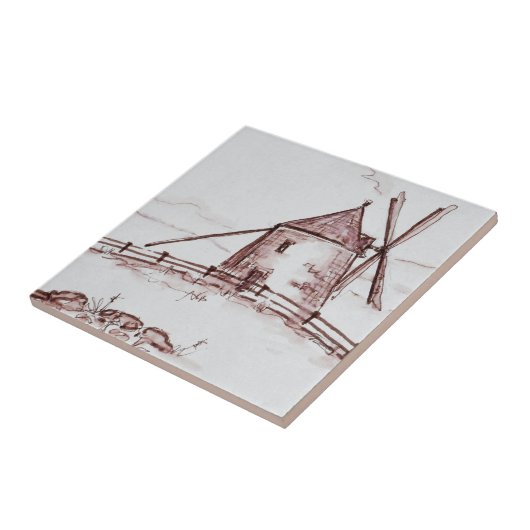 Le Moulin de Moidrey Windmill | Pontorson Tegeltje (Zijkant)