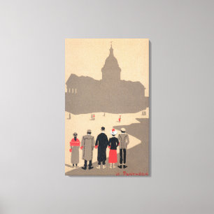 Le Pantheon Art Deco SceneParis, Frankrijk Canvas Afdruk