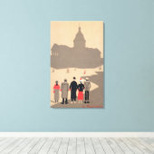 Le Pantheon Art Deco SceneParis, Frankrijk Canvas Afdruk (Insitu (Houten vloer))