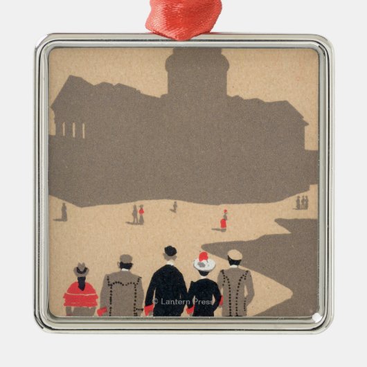 Le Pantheon Art Deco SceneParis, Frankrijk Metalen Ornament (Voorkant)