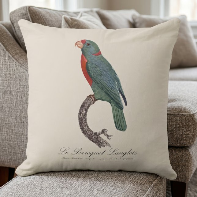 Le Perroquet Langlois Kussen (Le Perroquet Langlois by Jacques Barraband. Throw Pillow)