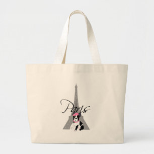 Le petit chien à Paris Grote Tote Bag