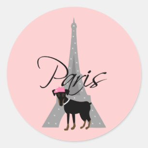 Le petit chien à Paris Ronde Sticker