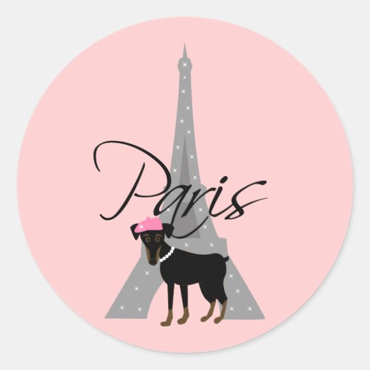 Le petit chien à Paris Ronde Sticker (Voorkant)