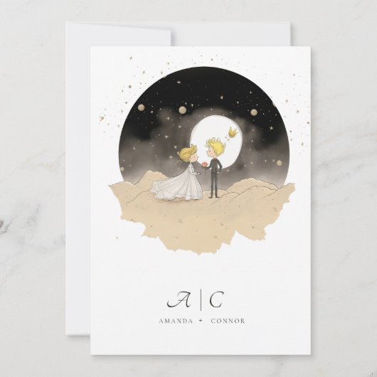 Le Petit Prince and Bride Save the Date Uitnodigin Kaart (Achterkant)