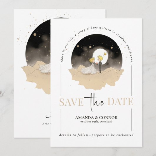 Le Petit Prince and Bride Save the Date Uitnodigin Kaart (Voorkant / Achterkant)