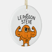 Le Poisson Steve Funny Muscular Fish Cartoon Keramisch Ornament (Rechts)