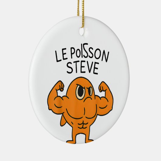 Le Poisson Steve Funny Muscular Fish Cartoon Keramisch Ornament (Rechts)