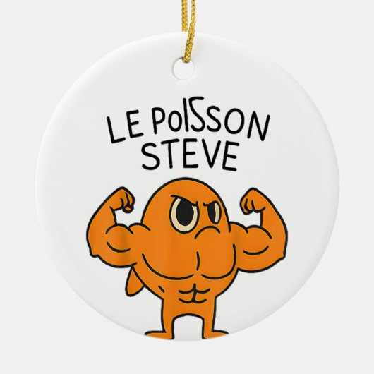 Le Poisson Steve Funny Muscular Fish Cartoon Keramisch Ornament (Voorkant)