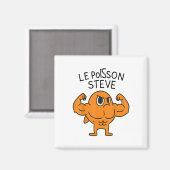 Le Poisson Steve Funny Muscular Fish Cartoon Magneet (Voorkant / Achterkant)