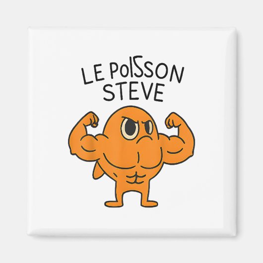 Le Poisson Steve Funny Muscular Fish Cartoon Magneet (Voorkant)