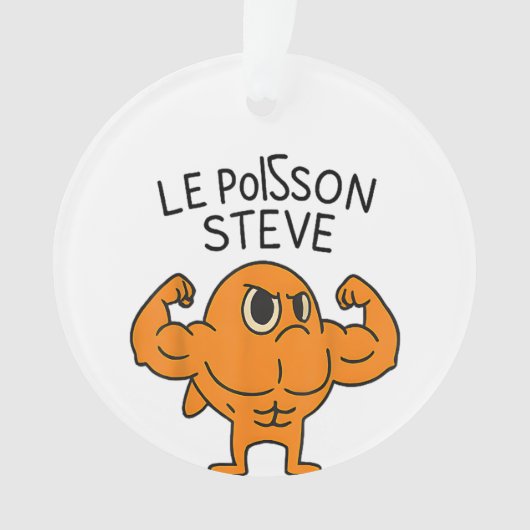 Le Poisson Steve Funny Muscular Fish Cartoon Ornament (voorkant)