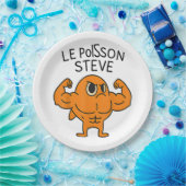 Le Poisson Steve Funny Muscular Fish Cartoon Papieren Bordje (Feest)