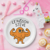 Le Poisson Steve Funny Muscular Fish Cartoon Papieren Bordje (Feest)