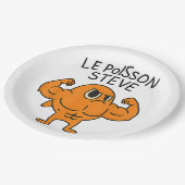 Le Poisson Steve Funny Muscular Fish Cartoon Papieren Bordje (Gekanteld)