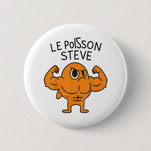 Le Poisson Steve Funny Muscular Fish Cartoon Ronde Button 5,7 Cm
