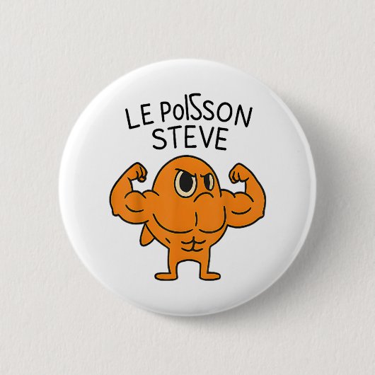 Le Poisson Steve Funny Muscular Fish Cartoon Ronde Button 5,7 Cm (Voorkant)